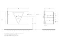 База под раковину подвесная с двумя выкатными ящиками VITTORIA-1000-2C-SO-BL-P BelBagno