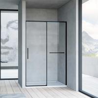 Душевая дверь Slim Soft VDS-1SS140CLB 1400x2000 цвет черный стекло прозрачное Vincea
