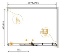 Душевой уголог: прямоугольный STYLUS-SOFT-AH-1-130/90-C-Cr  1300x900x1950 Cezares