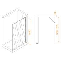 Перегородка для душа RGW WA-110B 120*195 351011012-14 профиль Чёрный стекло Прозрачное 8 мм RGW