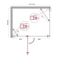 Душевой уголок с одной распашной дверцей и одной неподвижной стенкой ETNA-AH-12-120/90-C-Cr 1200x900x1950 BelBagno