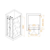 Душевой уголок RGW PA-144 (PA-104 + Z-050-2 + O-104) прямоугольный   70* 90*195 060814479-011 профиль Хром стекло Прозрачное 6 мм RGW