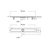 Душевой лоток Optima-S под керамическую плитку  SAY.603.70.S.U 754х125x70 цвет   VINCEA