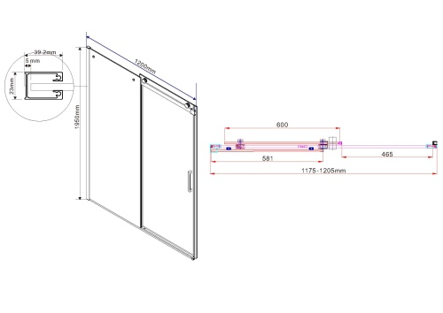 Душевая дверь Como VPS-1C120CL 1200х1950 цвет хром стекло прозрачное Vincea